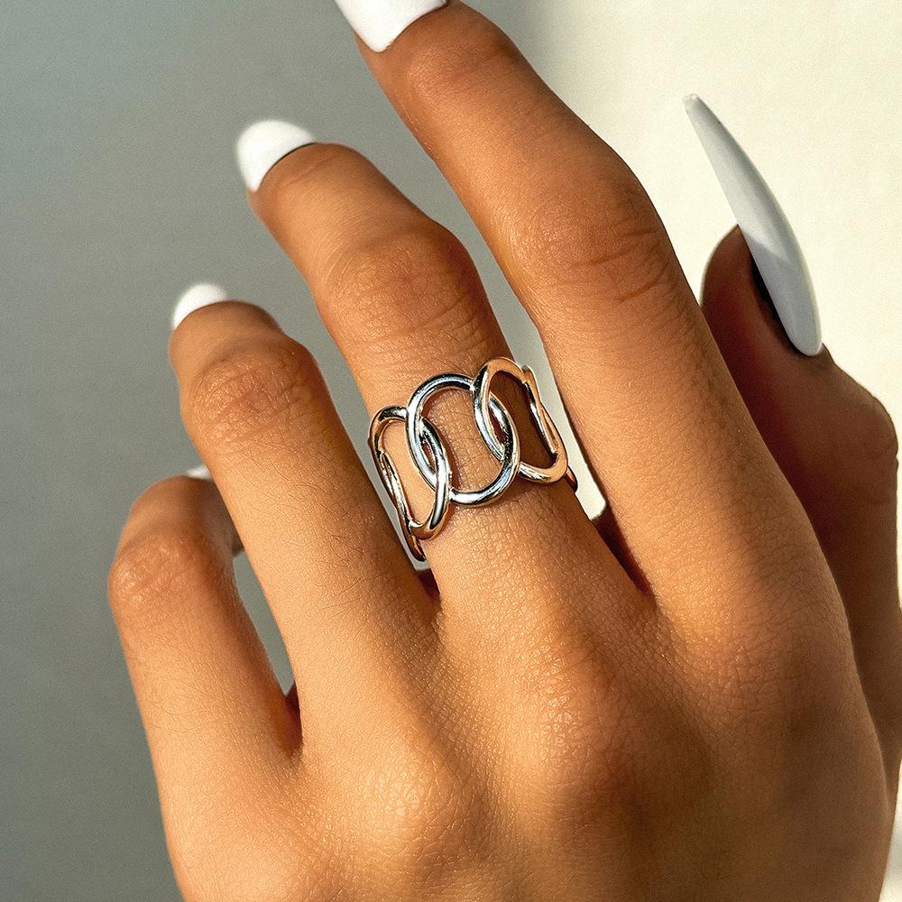 Stainless Steel Rings For Women Men Exaggeration Punk Angel Wings Wide Edged Open Index Finger Ring Charm Jewelry Accessories