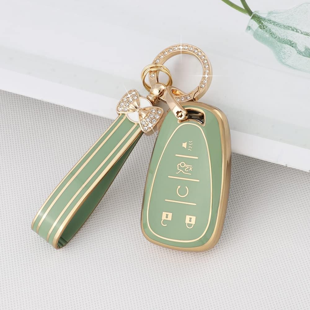 PIFOOG Key Fob Cover For Chevy 5 Buttons Keys Shell Case TPU Bling Car Keychain Protector Accessories For Equinox Malibu Blazer Camaro Spark Traverse