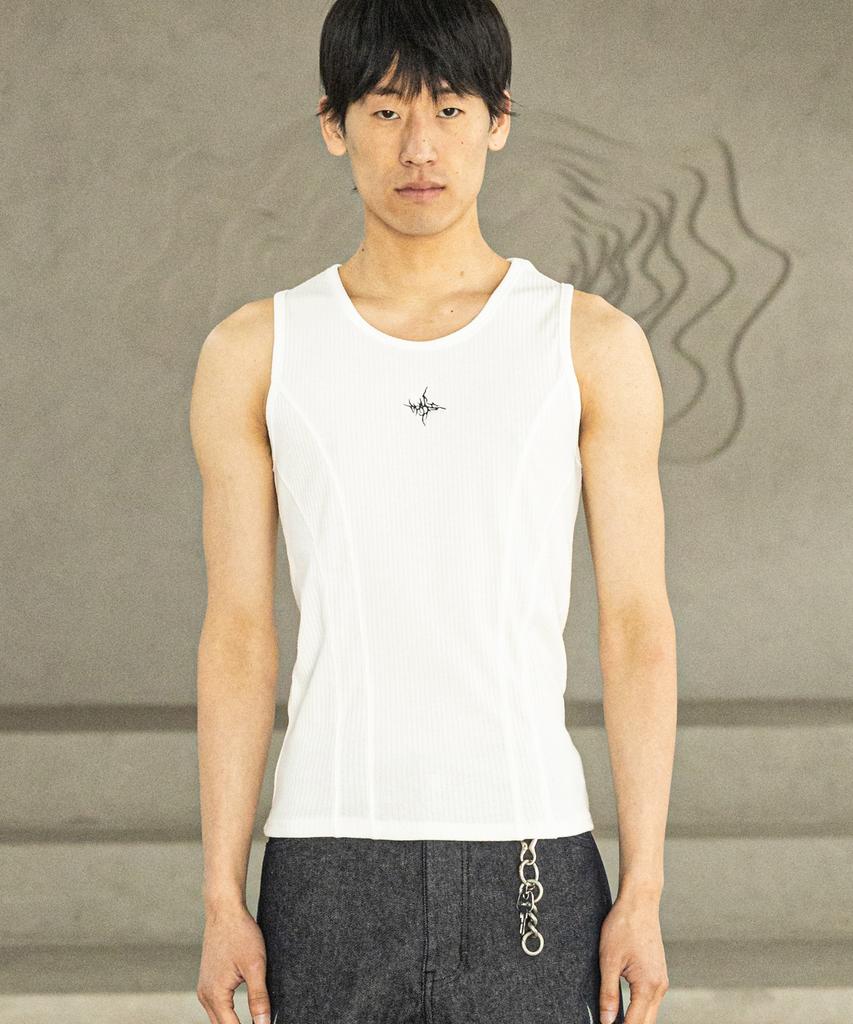 MASSNOUN Twig Logo Sleeveless Tank Top Msfsv001-Wt