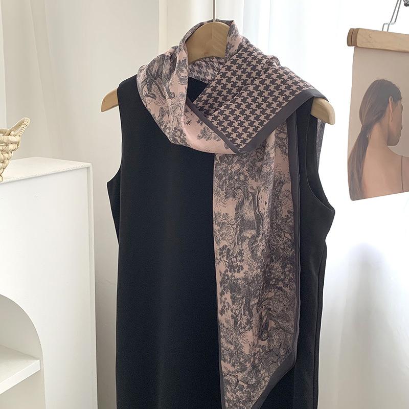 Silk scarf long strip high-end new cashew flower versatile temperament scarf with shirt silk scarf streamer belt