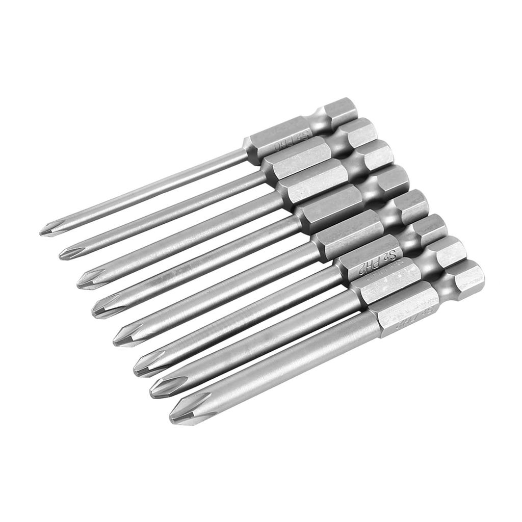 8pcs 75mm 14" Shank Magnetic Long Hex Cross Head Screwdriver Bits Set