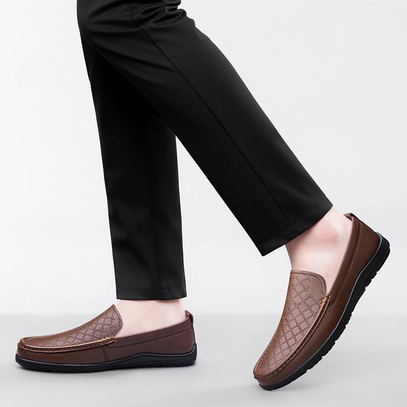 Fashion Men's Genuine Leather Loafers Slip-On Business Casual Shoes Comfortable Flat New Driving Shoes for Men Lightweight Dress Shoes