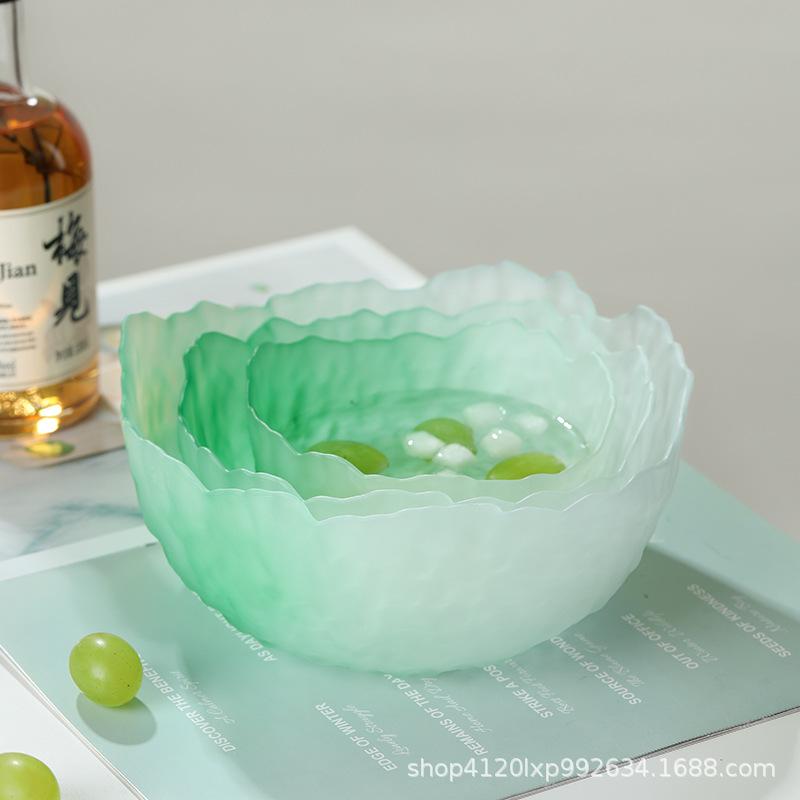 Transparent Tempered Galss Bowl Set Tableware Gradient Color Fruit Salad Dessert Bowl Home Living Room Breakfast Bowl