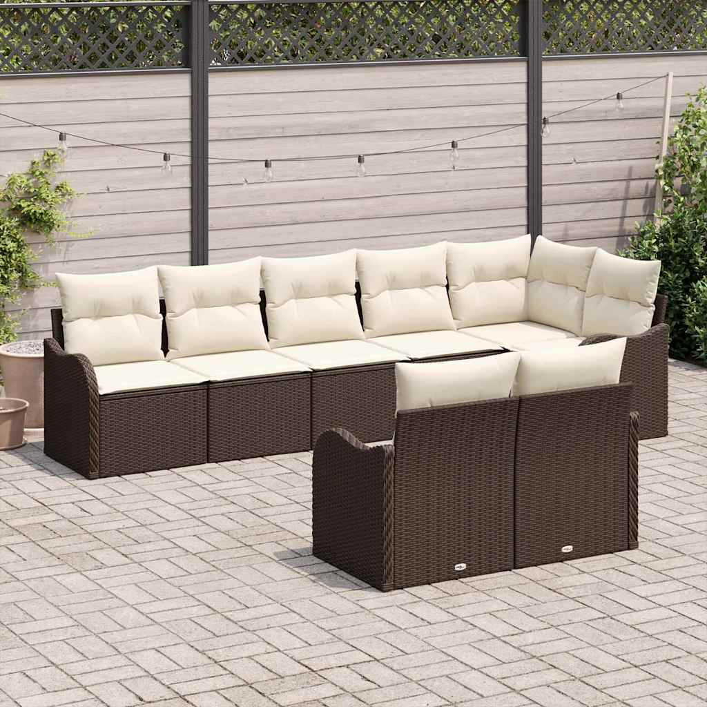 Garden Sofa Set Brown Poly Rattan