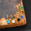 Trendy Geometric Tiger Eye Natural Stone Pendant Earrings for Men Boys, Blue Green Stone Stainless Steel Drop Earrings Jewelry