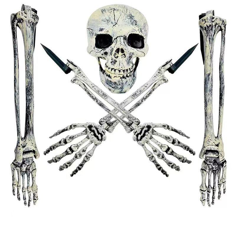 

Halloween Outdoor Decoration - Realistic Moving Arm Skeleton with Fine Spray Painted Head, Heavy-Duty Plastic Construction one size