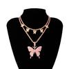 Fashion Creative Rhinestone Butterfly Perfume Keychain Hip Hop Cuban Necklace No. 5 Pendant for Women Elegant Holiday Jewelry