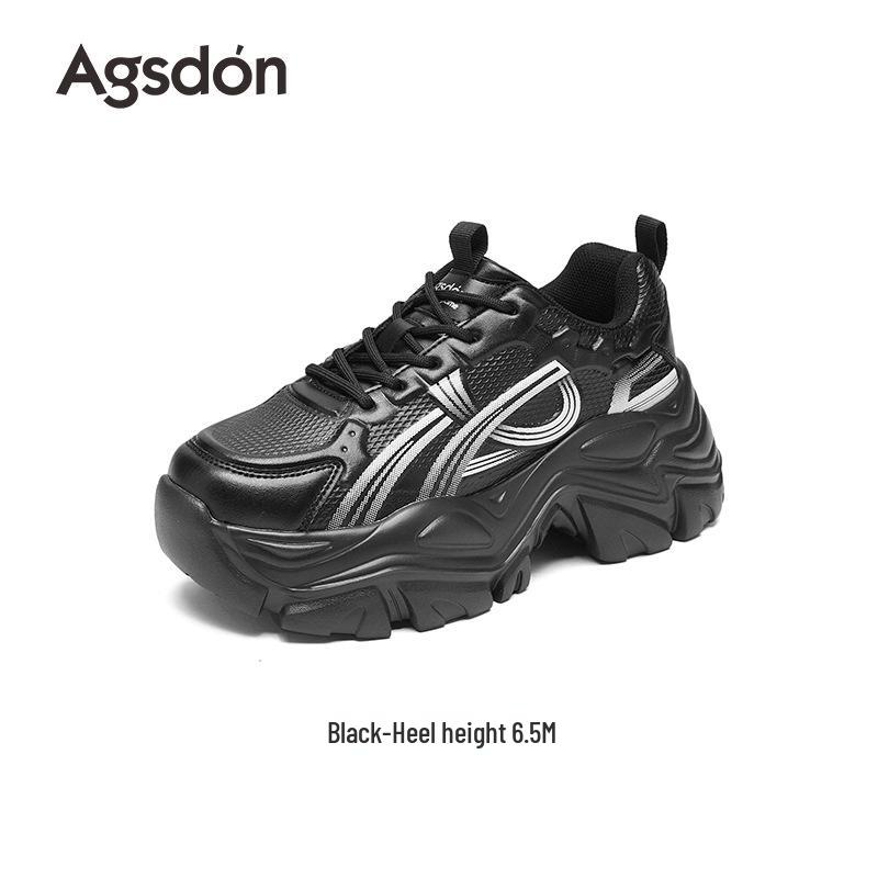 Ougushideng Women's 2025 Autumn Height-Boosting Thick-Soled Casual Sneakers