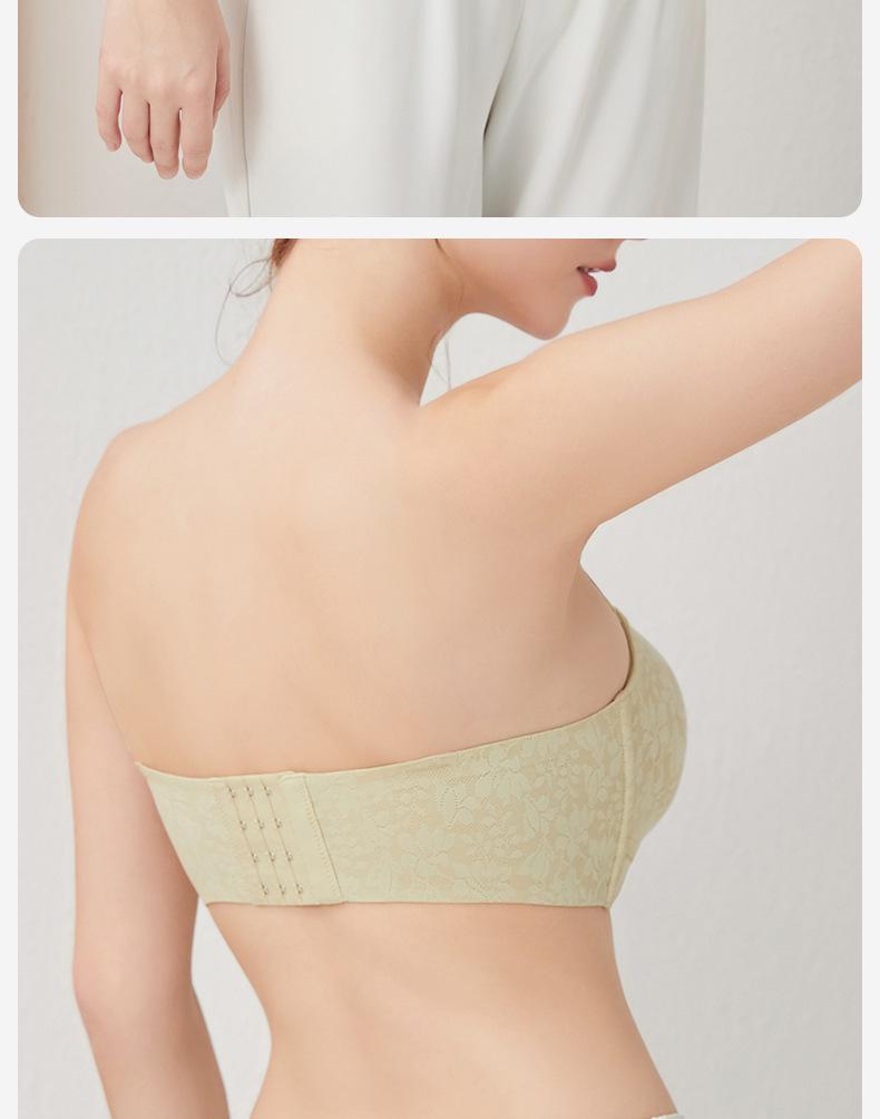 Strapless Non-Slip Push-Up Bandeau Bra with Light, Breathable Thin Cup for Larger Chests