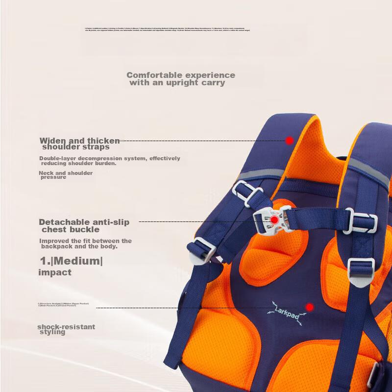 Lark Pad Backpack for Primary School Students, Boys And Girls Grades 1-3, Lightweight Spine-Protecting
