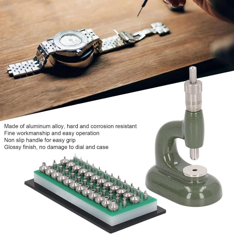 Watch Repair Tool Watch Press Set Watch Back Case Closer Watchmaker Jewelling Tool Aluminum Alloy Green With 48Pcs Dies