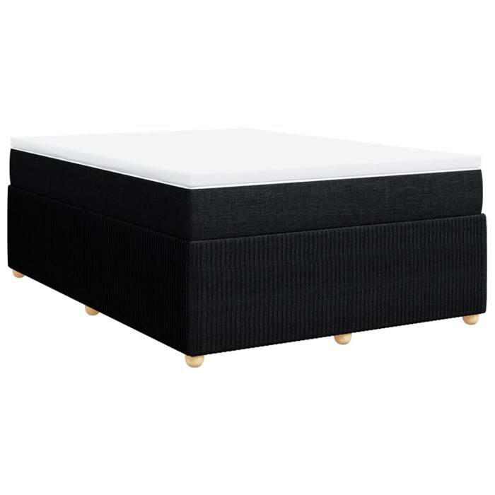 VidaXL Slatted Bed Base with Mattress Black 140x190 Cm Fabric 3285569