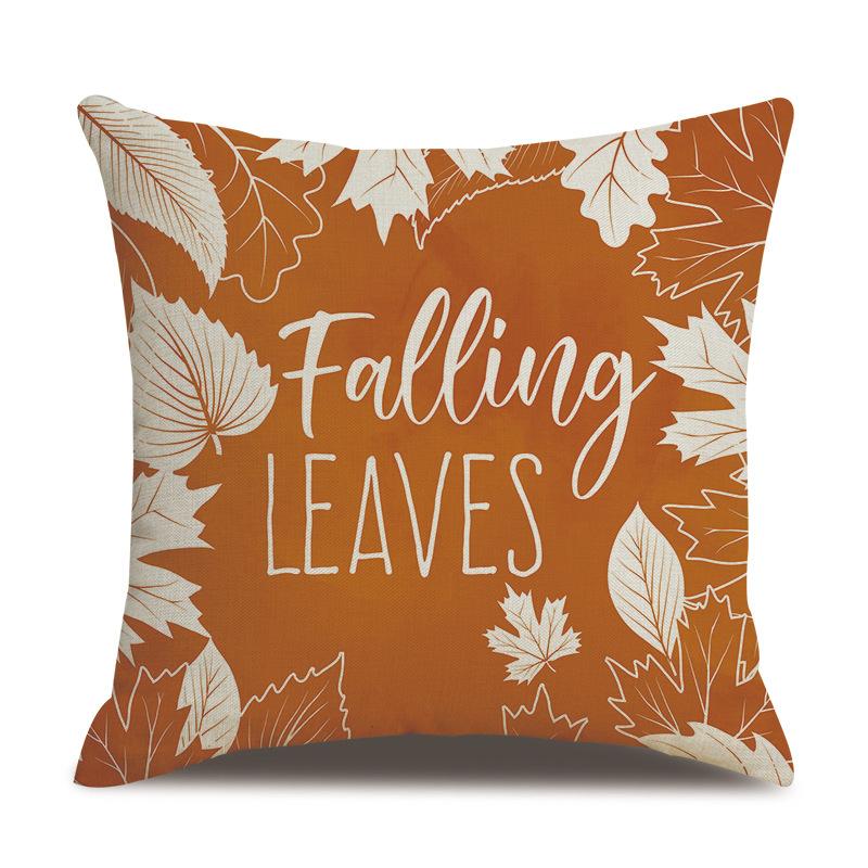 Thanksgiving Linen Pillowcase Autumn Pumpkin Print Pillow Cushion Cover