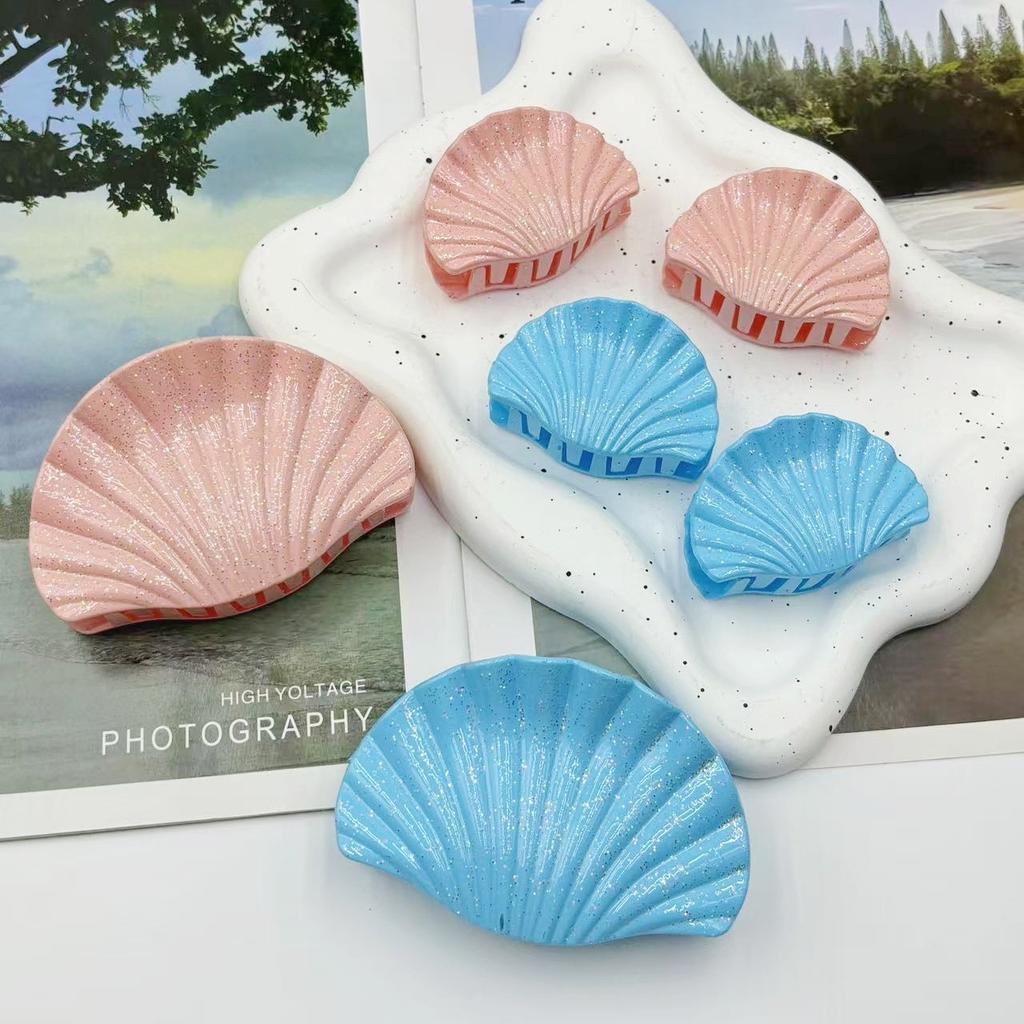 3pcs/set Gradient Dreamy Shell Hair Claw Clips Ocean Beach Conch Hair Clip Seashell Matte Shark Clip Headwear Hair Accessories