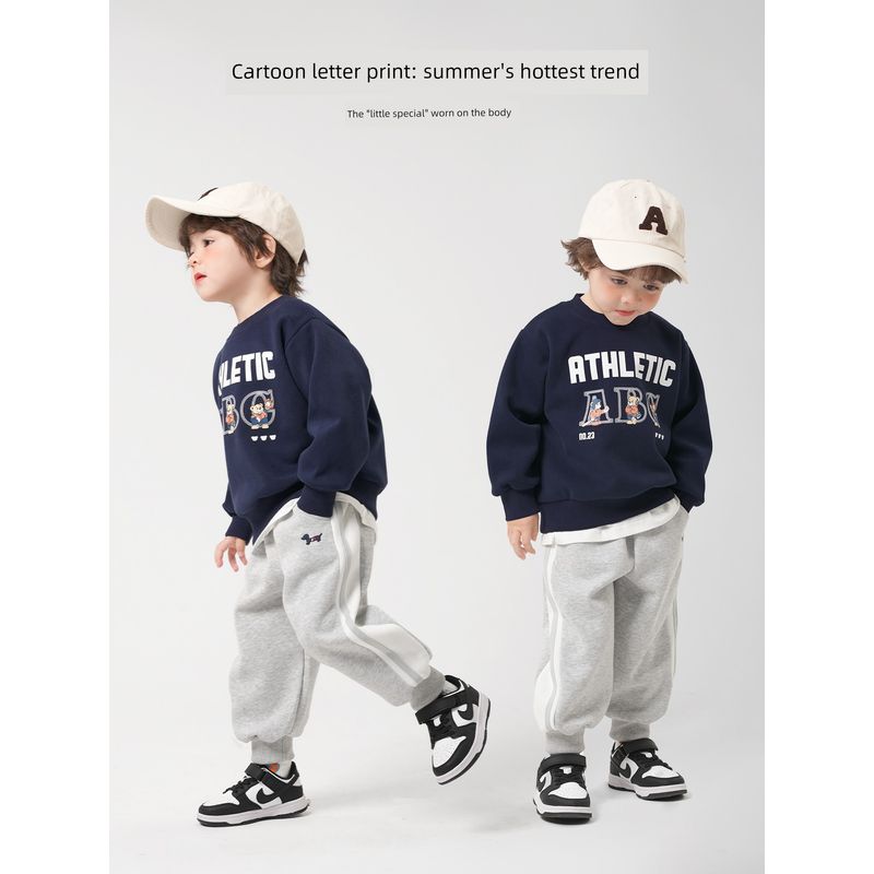 Boys' Sweatshirt for Spring and Autumn, Toddler Top, Spring 2026 New Round-Neck Clothing, Children's Wear