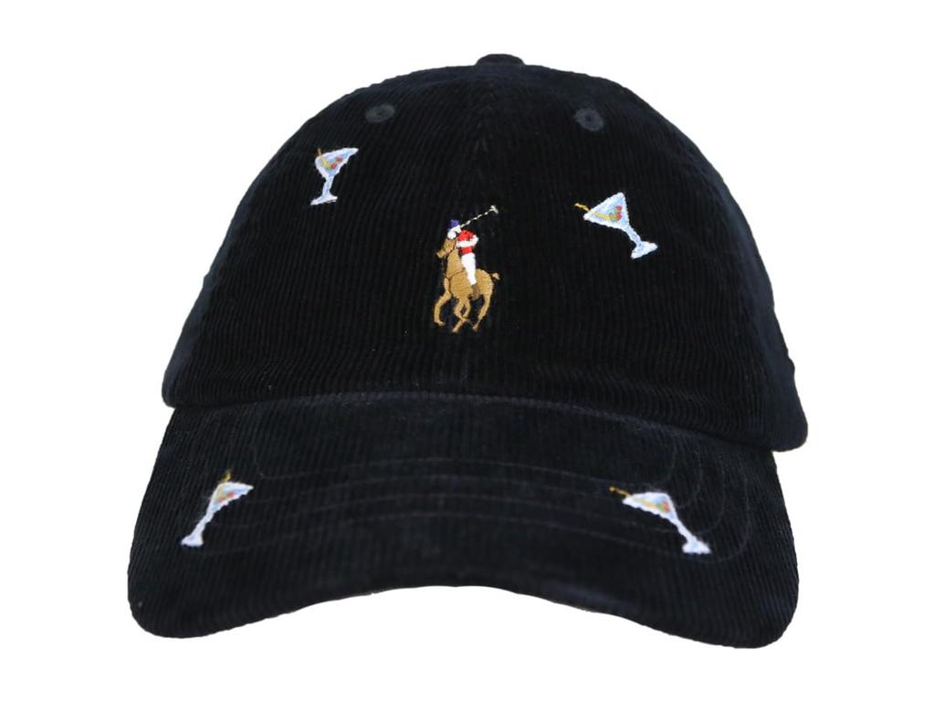 Polo Ralph Lauren and Corduroy Cap Signature Pony Hat 01080265 Men's Women's Multi-Embroidered BLACK/COCKTAIL [Used]