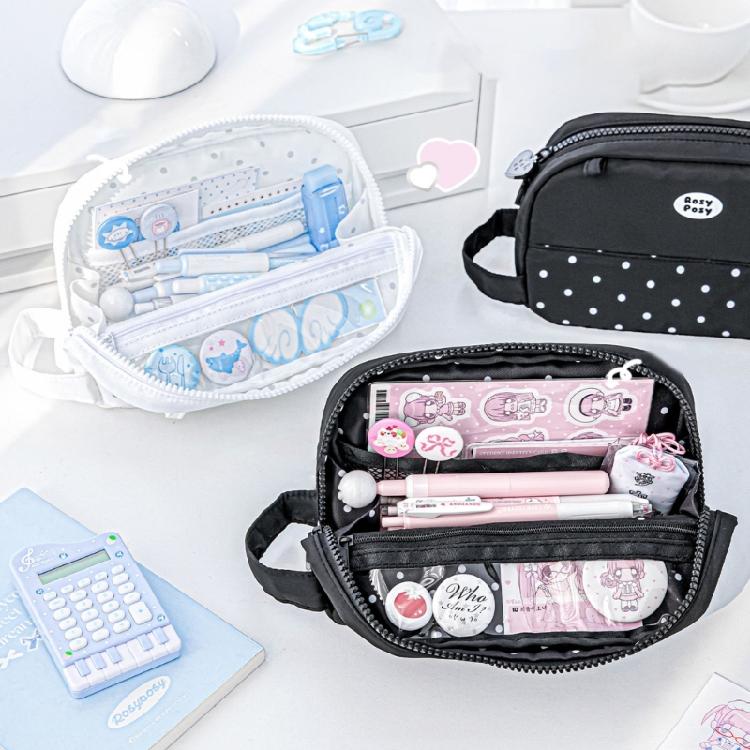 Pencil Case Fashionable Dot Design Pen Holders With Roomy Interior Small Items Holders Bag Desk Organizer