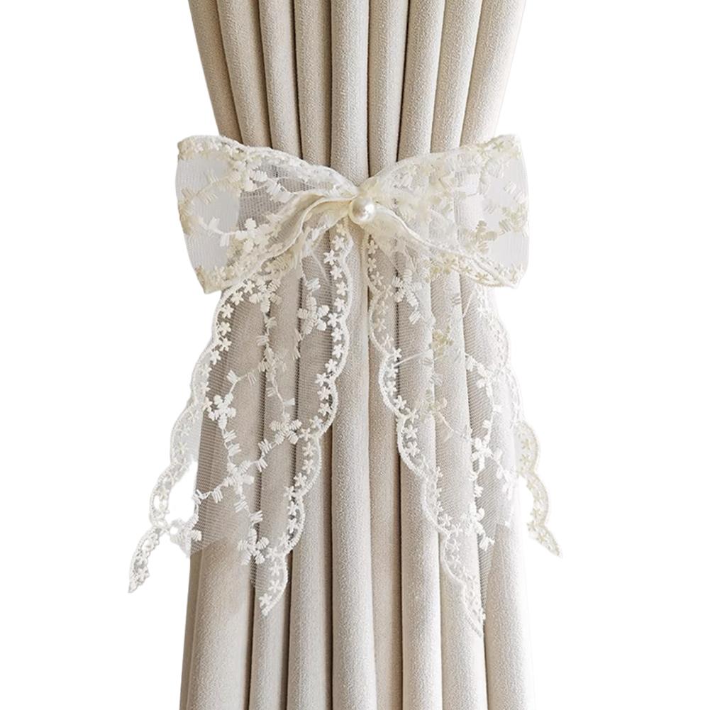Curtain Tieback Beautiful Bow Lace Holder Hook Buckle Fashion Decorative Pretty Clip Polyester S8K5