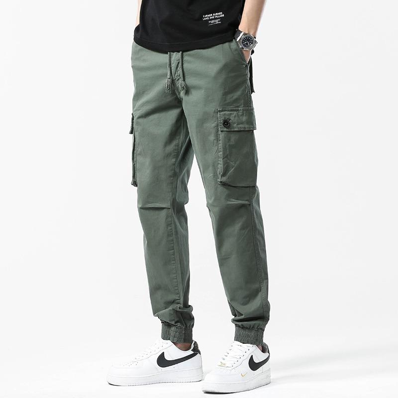 Men's overalls summer loose men's trousers trendy brand men's high-end pants tied feet casual pants men's clothing