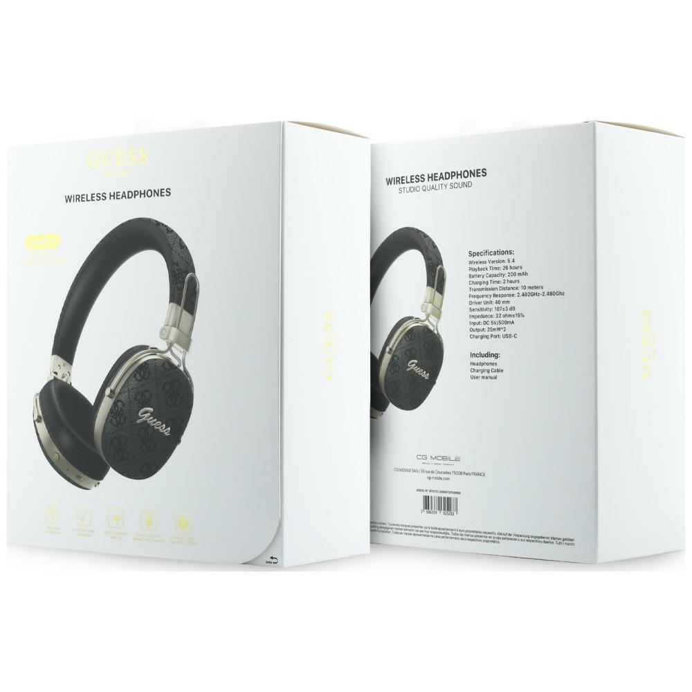 Cuffie Over-Ear Guess Bluetooth ENC Metalliche Logo Script 4G Nere