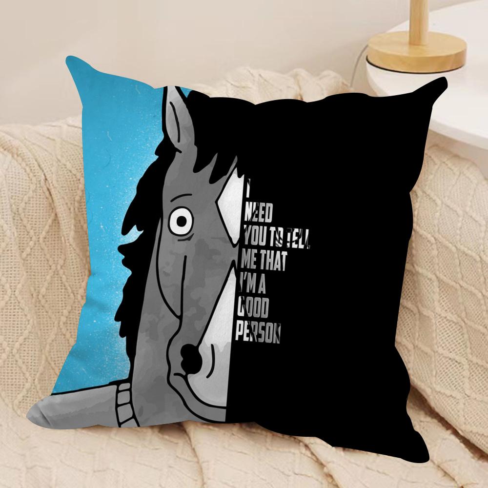 B-Bojack Horseman Cushion Cover Soft Plush Fabric Double-Sided Printed Sofa Cushion Cover For All Seasons Home Decor Gift