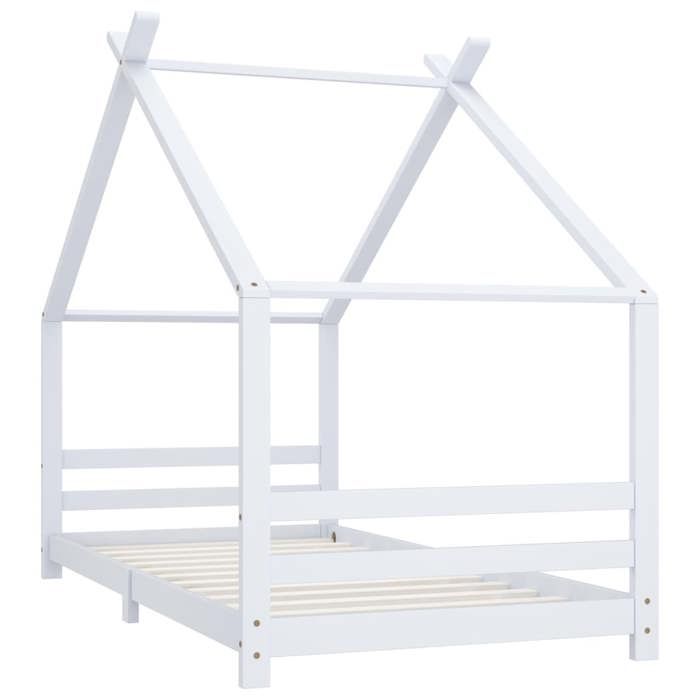 VidaXL Cadre de Lit d'enfant Sommier à Lattes Cadre à Lattes Meuble de Chambre à Coucher Maison Intérieur Blanc 90x200 cm 289612