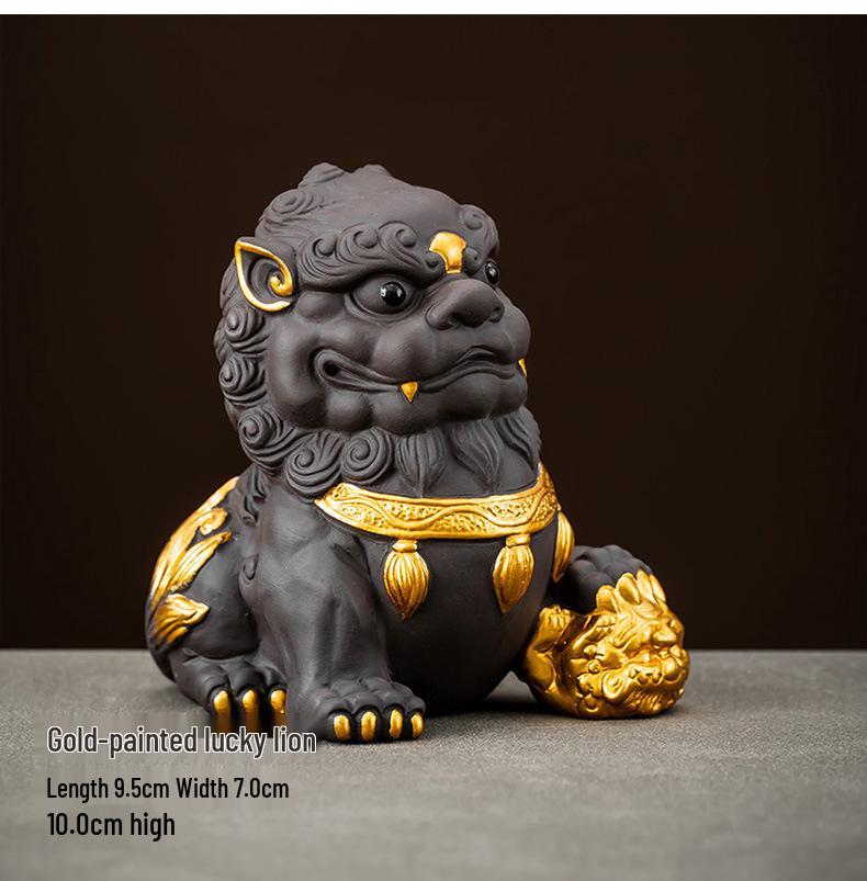 Purple Clay Pixiu Tea Pet for Kung Fu Tea Set, Desktop Decoration