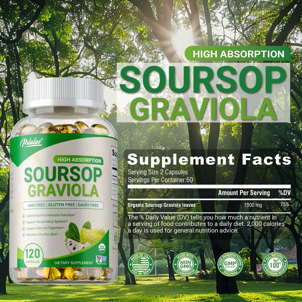Soursop Graviola 1000mg - Natural Antioxidant, Cell Support & Regeneration