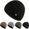 Fleece Lined Knitted Hat Velvet Ear Protection Hat Unisex Woolen Hat  Autumn Winter
