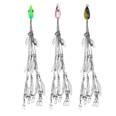 Kit de pesca con señuelos y cebos múltiples con paraguas de 12 palas y eslabones giratorios.