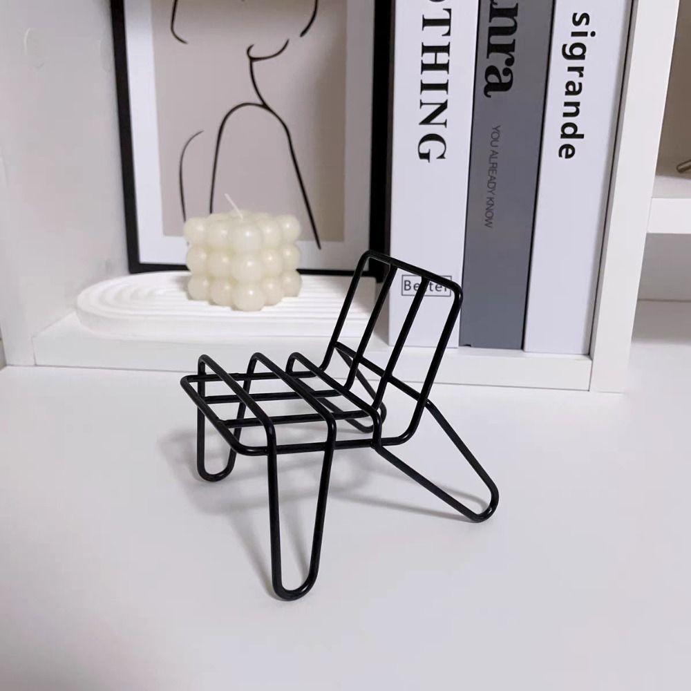Mental Mobile Phone Holder Chair Shape Hone Holder Stand Desktop Phone Chair Stand  1:6 Dollhouse