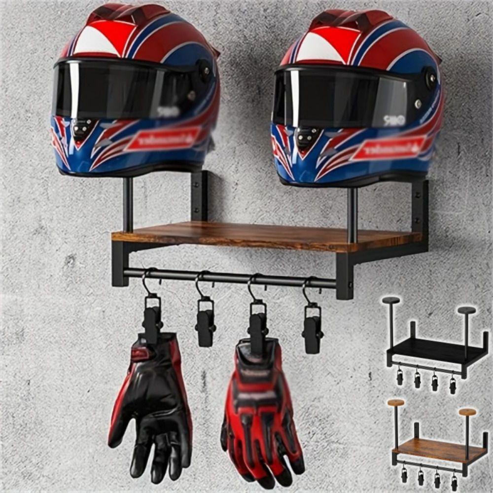 With Hooks Helmet Display Stand Wall Mount Cycling Equipment Holder  Sports Gear Accessories