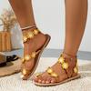 Summer European and American New Flat Flower Pullover Sandals Flower Decoration Solid Color Flat Slippers