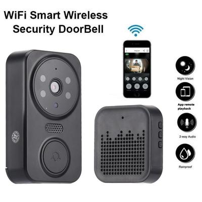 Smart Wireless Doorbell Two-Way Voice Audio Visual Door Bell Infrared Night Vision With HD Wide-Angle Lens Security Door Bell Household Doorbell