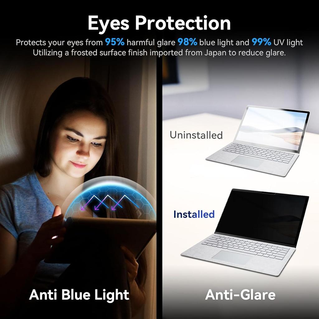 Magnetic Privacy Filter Compatible with 15 Inch Surface Laptop 5/4/3/2/1 Removable Anti Glare Blue Light Laptop Privacy Screen for Surface Pro 7/8/9/X