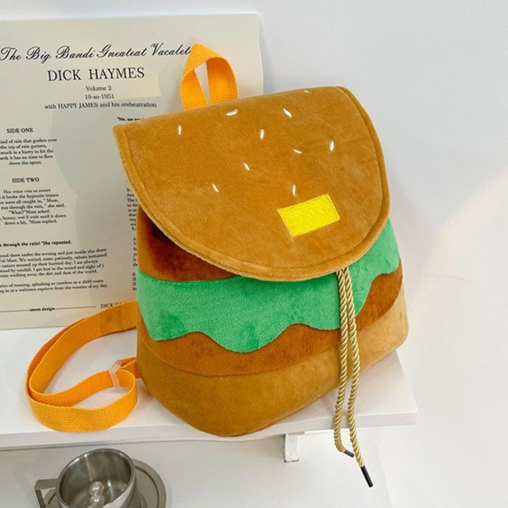 Large Capacity Hamburger Backpack Adjustable Cartoon Hamburger Travel Backpack Multi-Function Parent-child Backpack Kids