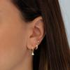 Stainless Steel Cubic Imitation Zirconia Chain Hoop Earrings for Women Pendant Cartilage Earring Piercing Jewelry Accessories
