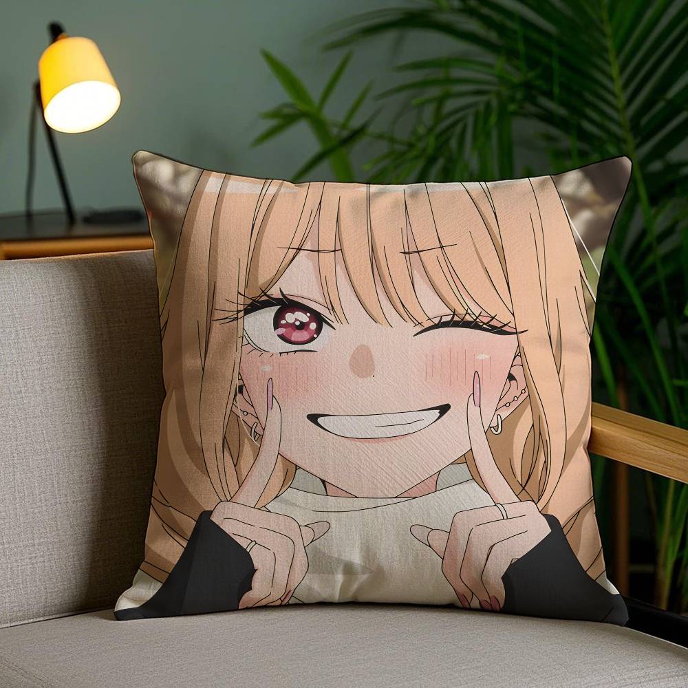 K-Kitagawa Mm-Marin Pillow Case Anti-Dustmite Invisible Zipper Sofa Bed Peach skin 18*18(CM)-1Pcs