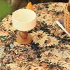 Vintage Round Tablecloth, Coffee Cotton Linen Florals Table Cloth, Anti-Wrinkle Decorative Tablecloths for Dining, Kitchen Wedding, Thanksgiving
