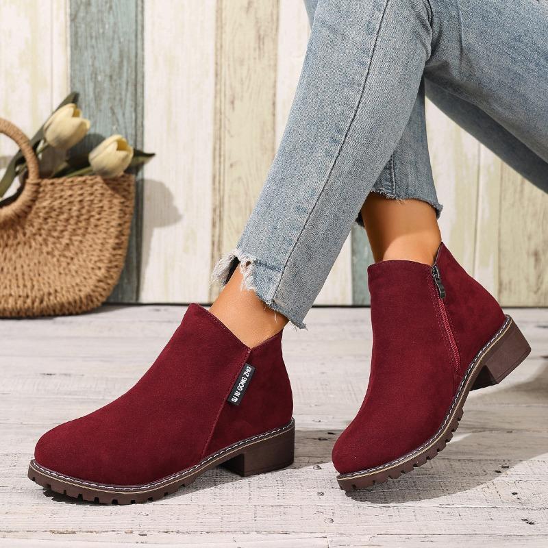 Damen Wildleder Stiefeletten Martin Boots, Blockabsatz Lässige Kurze Stiefel, Übergröße Herbst Winter Schuhe