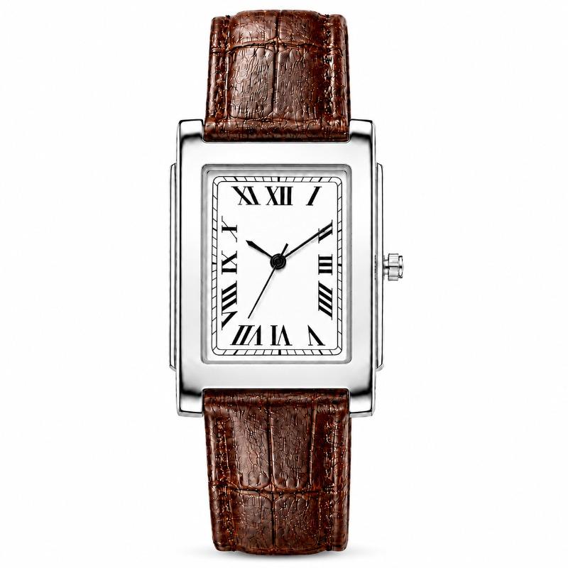Classic Business Men Watch Square Roman Numeral Dial Leather Belt Analog Male Quartz Wristwatch Elegant Dress Watches for Man