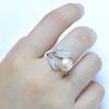 Multi-Color Atmospheric Small Fresh Natural Imitation Freshwater Real Pearl Ring, Gold-Plated Leaf Pearl Ring