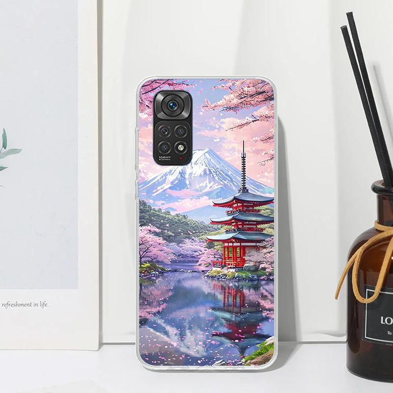 Japanese Cherry Mount Fuji Phone Case For Xiaomi Redmi Note 15 13 14S 14 Pro Plus 12S 11S 10S 12 11E 10 11T Art Fundas Back Cove