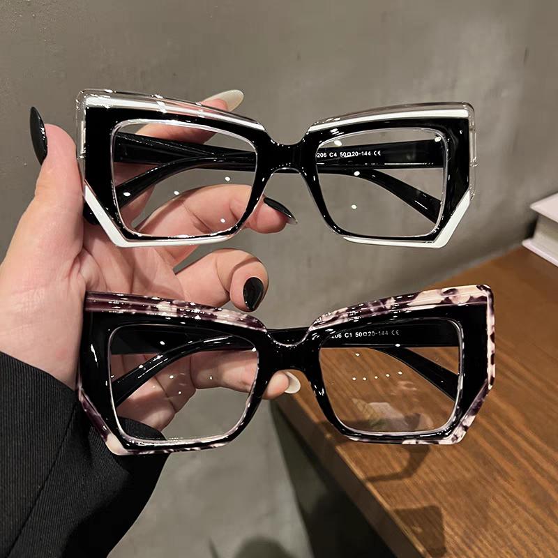 Glasses For Women Fashion Retro Cat-eye Contrasting Colors High-end High-definition Fashionable Anti-blue Light