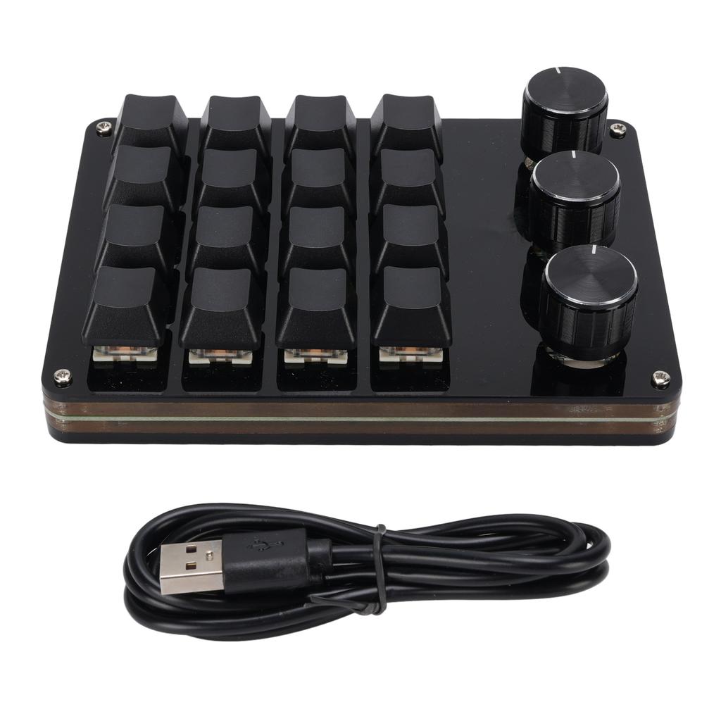 16 Tasten 3 Drehknöpfe Tastatur Benutzerdefinierbares Makro Programmierbares Tastenfeld Hot-Swap-fähig Blauer Schalter Mechanisches Tastenfeld