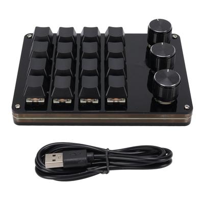 16 Key 3 Knob Keyboard Custom Macro Programmable Keypad Hot Swappable Blue Switch Mechanical Keypad