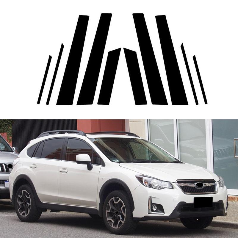 10 Stück Autotür-Fenster-Säulenpfosten-Trim-Abdeckungsaufkleber für Subaru Crosstrek/Subaru XV/XV Crosstrek 2013–2017, glänzender schwarzer Autoaufkleber