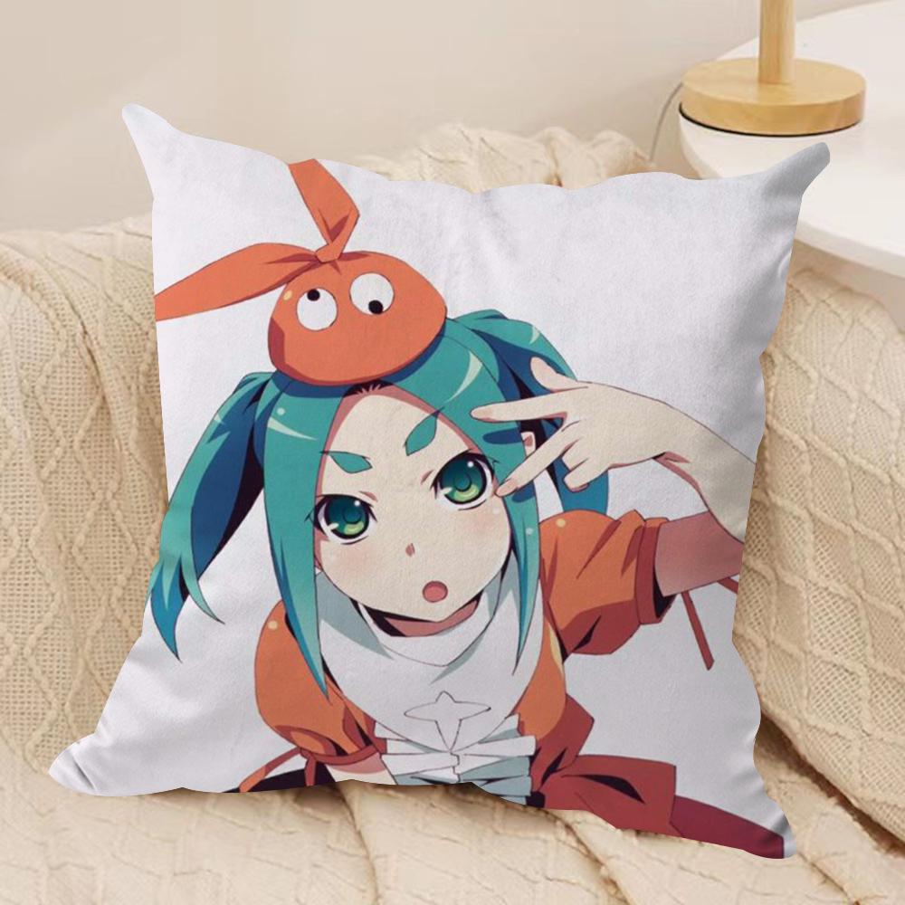 Cute O-Owarimonogatari Cushion Cover Silky Short Plush Double-Sided Printed Pillow Case for Sofa All Seasons Home Decor Gift