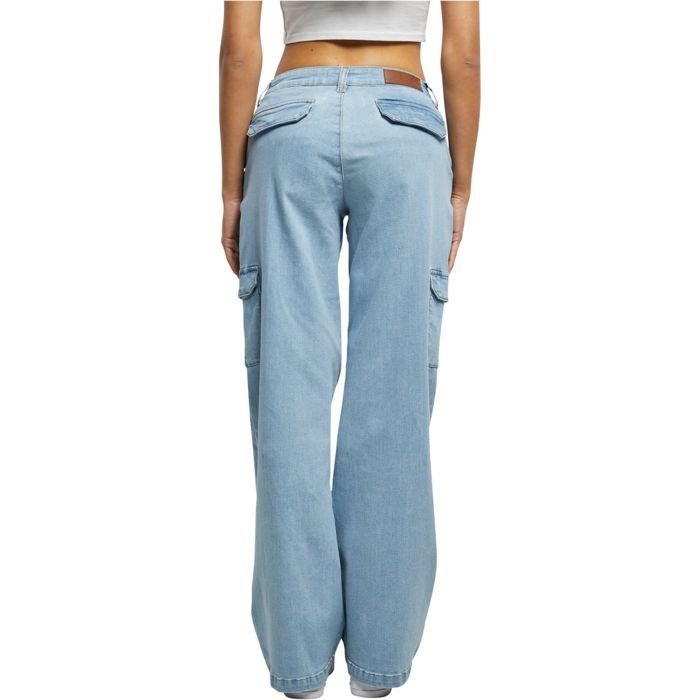 Urban Classics Ladies - High Waist Denim Cargo Jeans