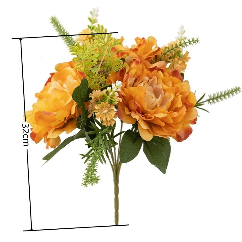 European Style Silk Flower Large Peony Fake Peony Light Luxury Dining Table Living Room Decoration Peony Artificial Flower Decoration Bouquet